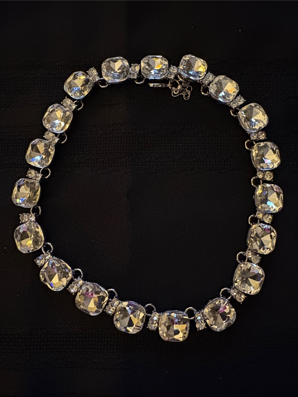 Crystal Statement Necklace - Clear Rhinestone Tennis Collar